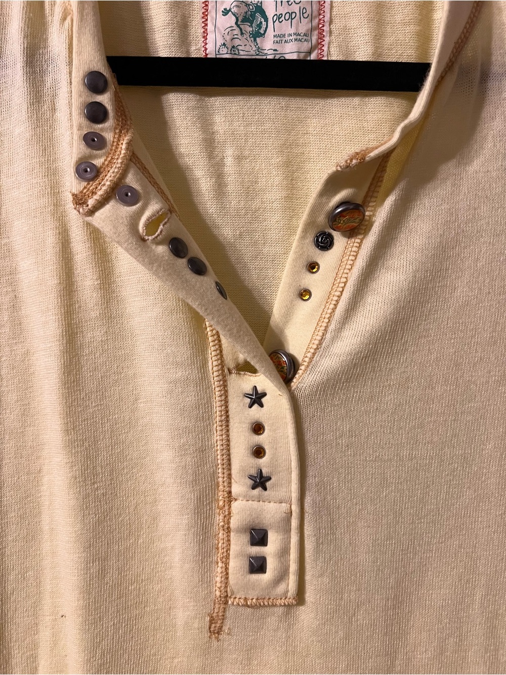 Free People Girls' Yellow Long-Sleeve Snap Henley - Picture 4 of 5